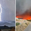 FOTO Veliki po&zcaron;ar na &Ccaron;iovu gase i kanaderi, po&ccaron;ela padati i ki&scaron;a. Snimili udar munje prije po&zcaron;ara