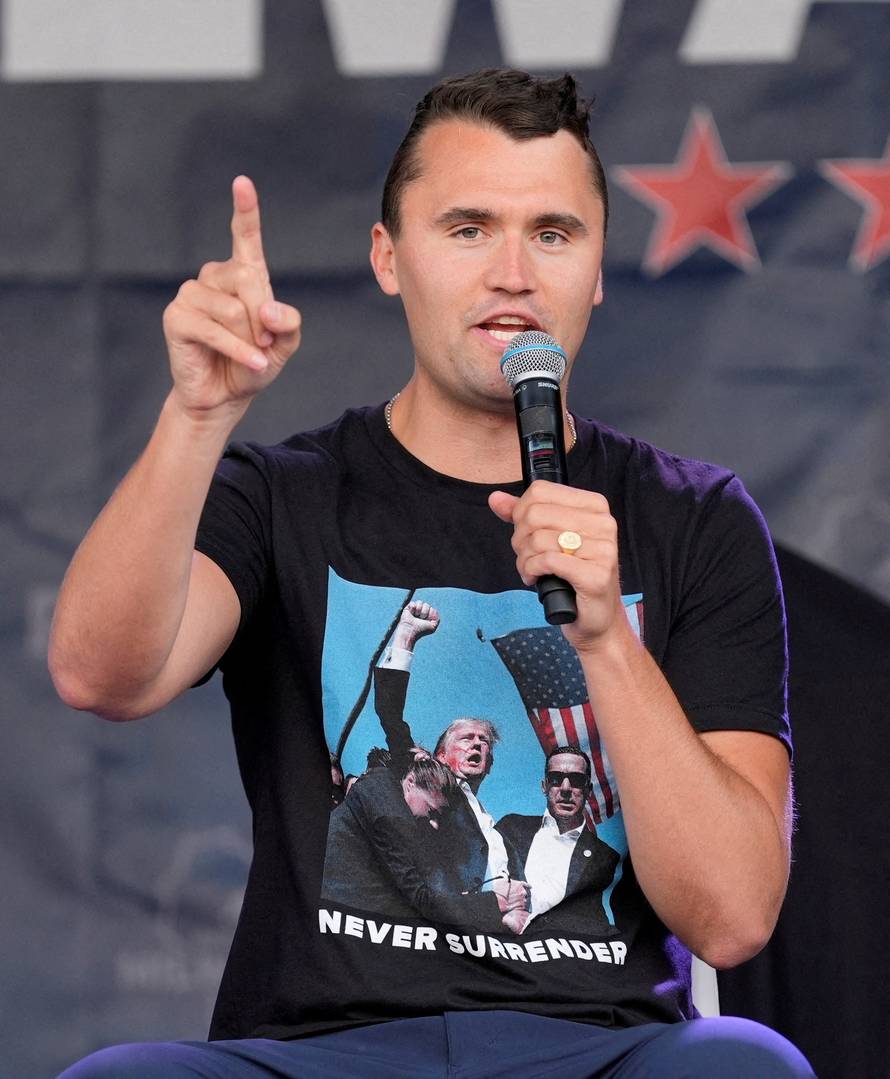 FILE PHOTO: Charlie Kirk at day 3 of the Republican National Convention in Milwaukee, Wisconsin