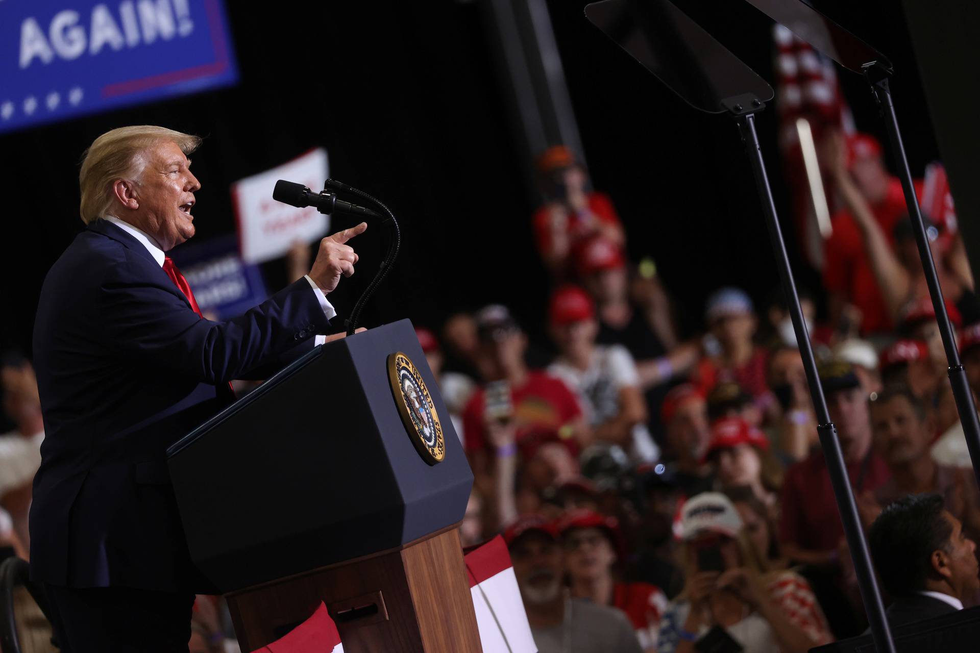 U.S. President Trump rallies with supporters at a campaign event in Henderson, Nevada