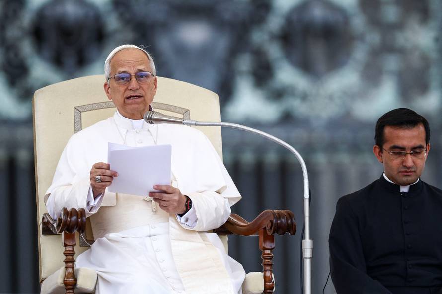 Pope Leo XIV holds his first general audience in St. Peter's Square, at the Vatican