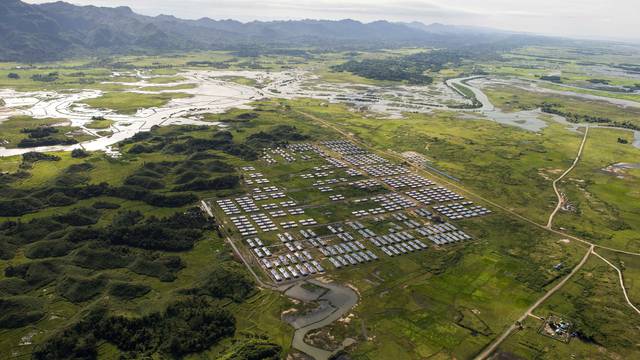 FILE PHOTO: An aerial view of Hla Phoe Khaung transit camp for Rohingya who decide to return back from Bangladesh, is seen in Maungdaw in Rakhine state