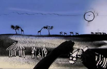 Crtanje prstima: Pijeskom je nacrtao afričke savane 