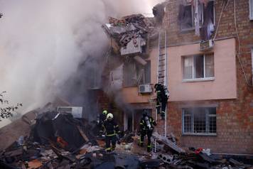 Aftermath of a Russian missile and drone attack in Kyiv