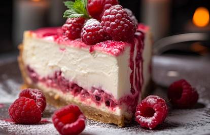 Cheesecake od bijele čokolade i malina u trenu nestaje sa stola