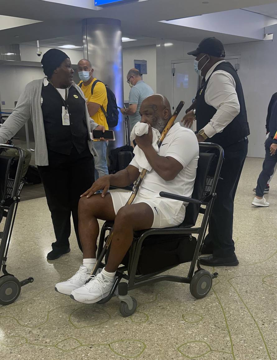 EXCLUSIVE: Mike Tyson is Pictured in a Wheelchair at Miami Airport