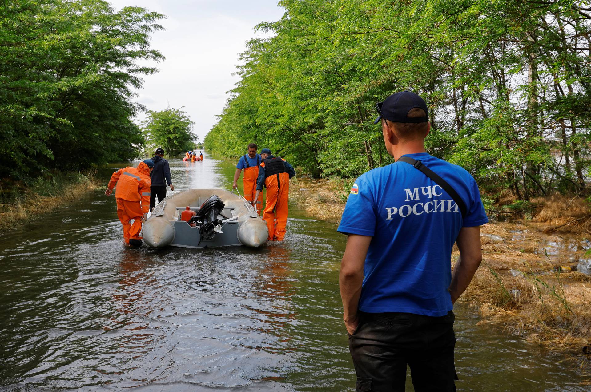 Flooded Korsunka settlement following Nova Kakhovka dam collapse