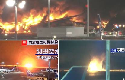 Veliki požar aviona u zračnoj luci u Tokiju: Prilikom slijetanja sudario se s manjim avionom?