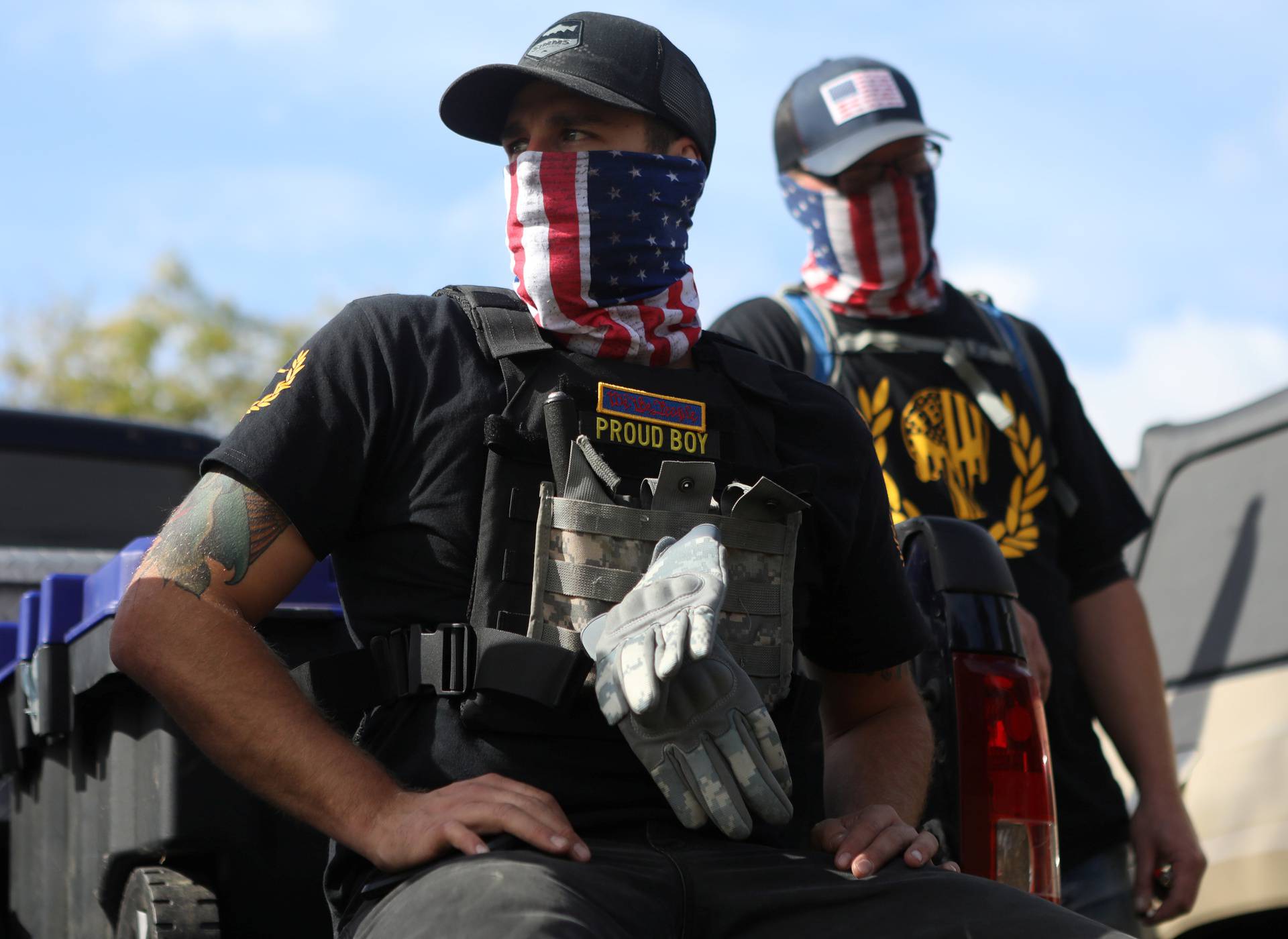 Proud Boys attend a rally in Portland