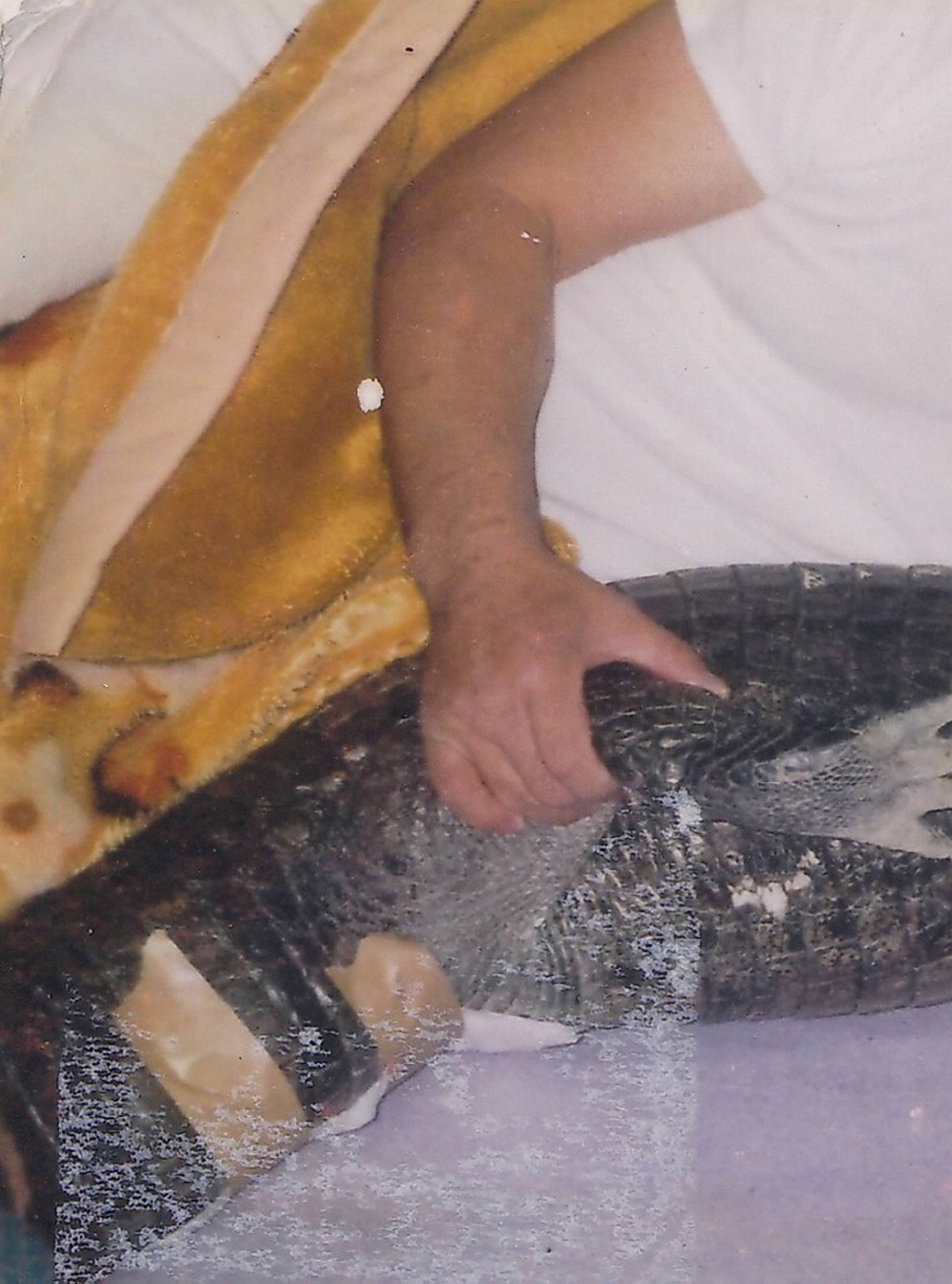 JAPANESE MAN WITH PET CAIMAN