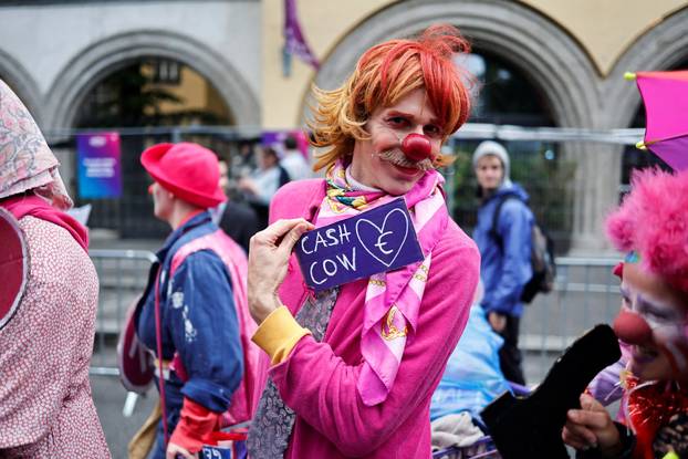 People protest against Eurovision and Israel's participation, in Vienna