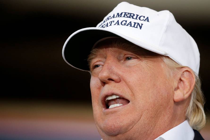 Republican nominee Donald Trump speaks at "Joni's Roast and Ride" in Des Moines,