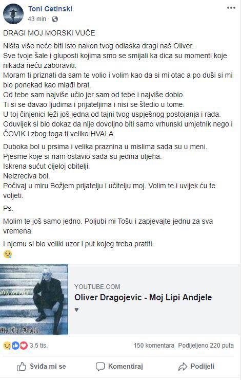 'Moj lipi anđele zbog tebe ćemo uvijek vjerovati u ljubav'