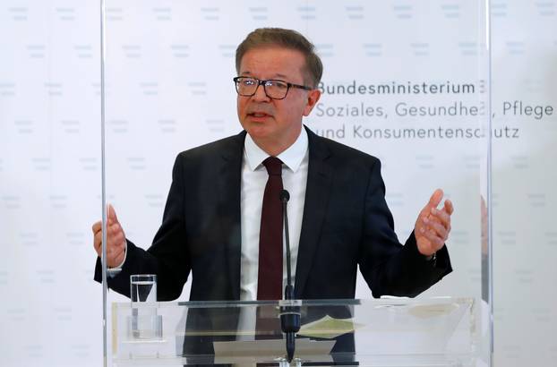 Austrian Health Minister Rudolf Anschober attends a news conference, in Vienna