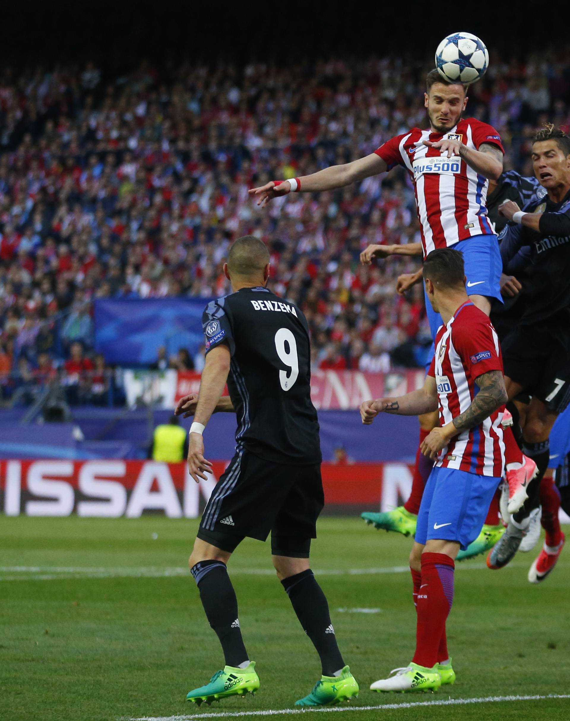 Atletico Madrid's Saul Niguez scores their first goal