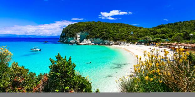 Most beautiful beaches of Greece - Vrika in Antipaxos island. 