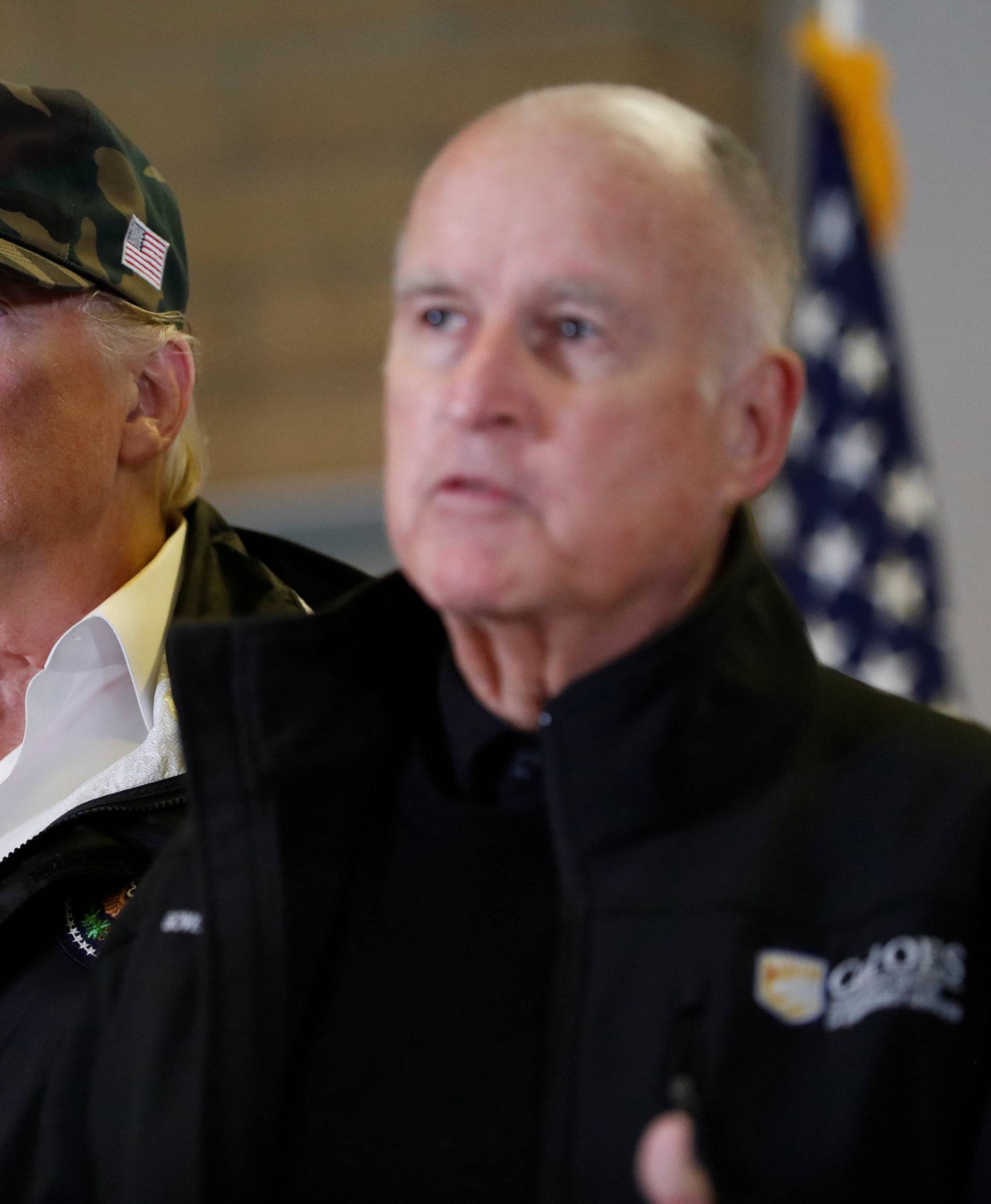 President Donald Trump during a briefing after visiting the charred wreckage of in Paradise California