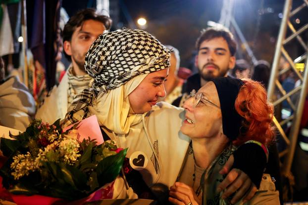 Demonstrators protest to mark the first anniversary of the fatal November 2024 Novi Sad railway station canopy collapse, in Novi Sad