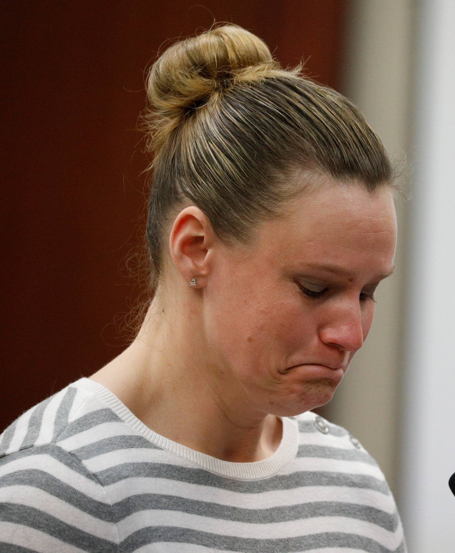 Victim Clasina Syrovy speaks at the sentencing hearing for Larry Nassar, a former team USA Gymnastics doctor who pleaded guilty in November 2017 to sexual assault charges, in Lansing