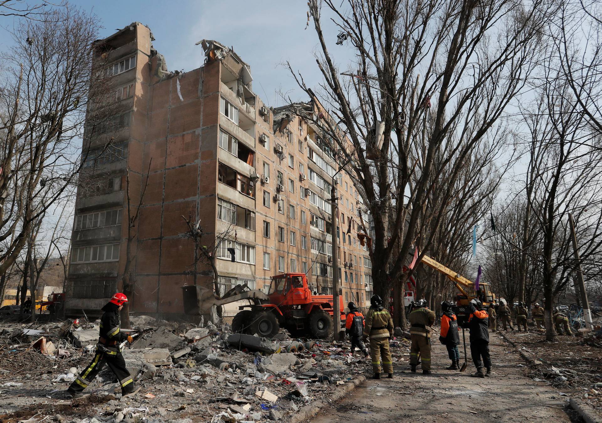 The aftermath of shelling in Donetsk