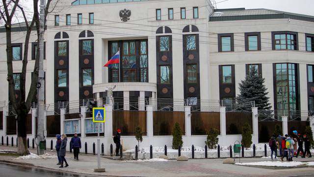 FILE PHOTO: A general view shows the Russian Embassy in Chisinau