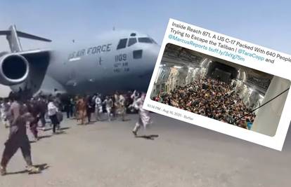 Objavljena snimka iz aviona u koji su se Afganistanci pokušali ukrcati - unutra je bilo 640 ljudi