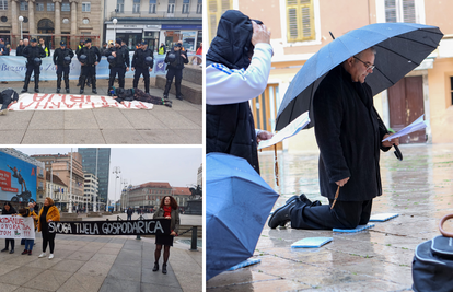 Opet molili i klečali na ulicama: U Zagrebu stigli i prosvjednici, razvili plakate i legli na njih