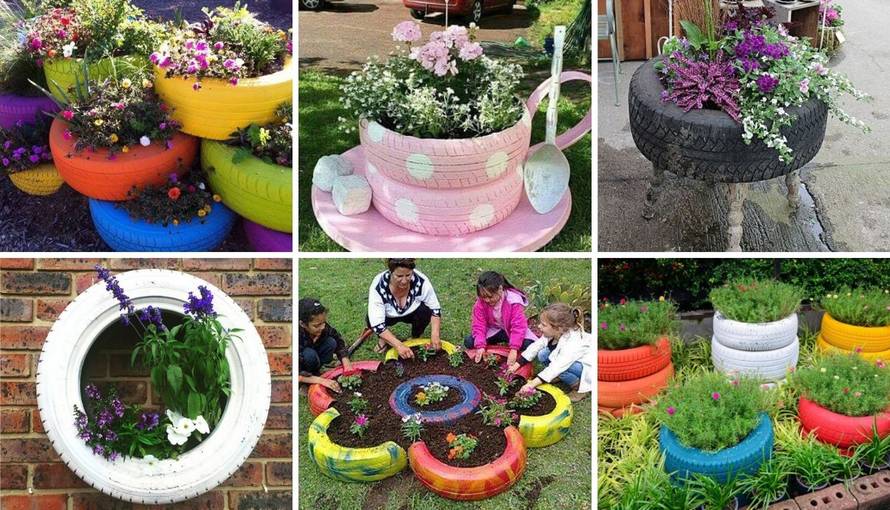 Napravite posude za cvijeće od starih guma - za vrt ili balkon