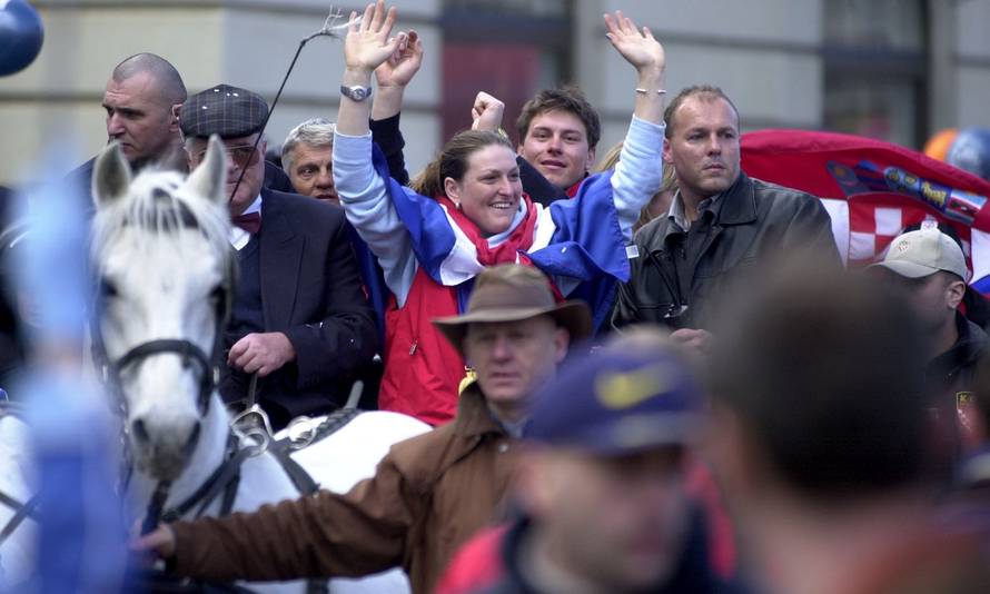 Janica kostelić - doček u Zagrebu 2002.