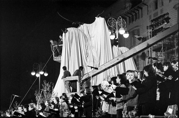 Zagreb: Svečano otkrivanje spomenika banu Josipu Jelačiću na istoimenom trgu, 15.10.1990.