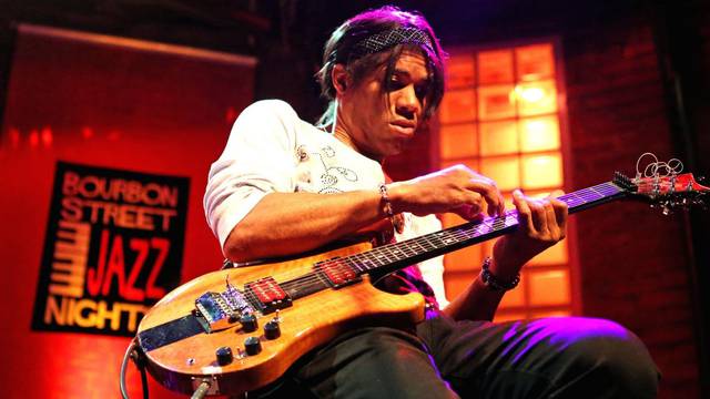 The U.S. guitarist Stanley Jordan during show at Bourbon Street, south of Sao Paulo.
