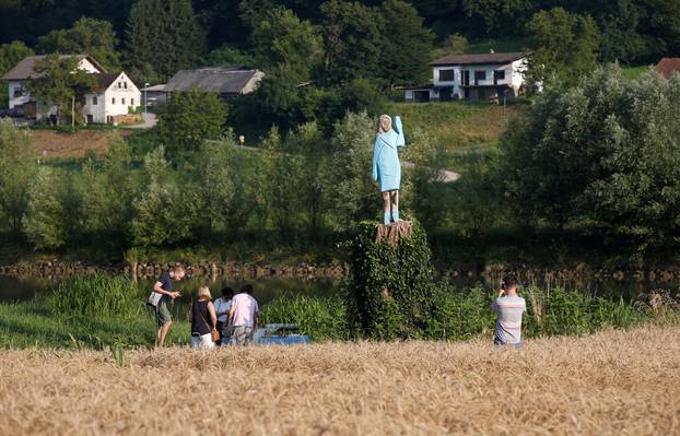 FILE PHOTO: Life-size wooden sculpture of U.S. first lady Melania Trump is officially unveiled in Rozno, near her hometown of Sevnica