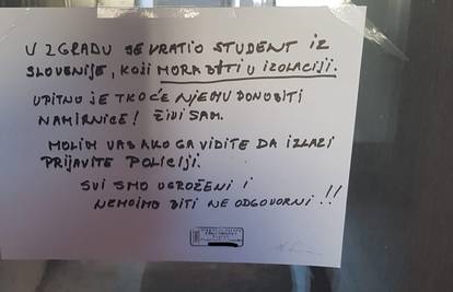 'Student je u izolaciji, zovite policiju ako ga vidite da izlazi'