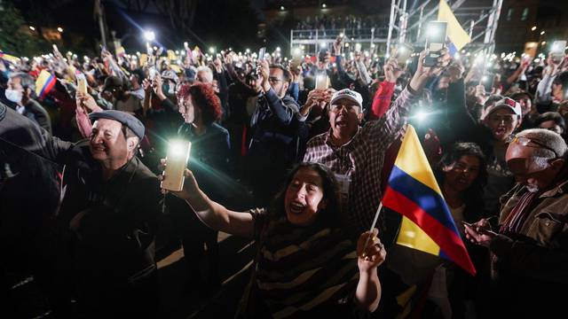 Supporters of Colombian President Gustavo Petro gather in Bogota