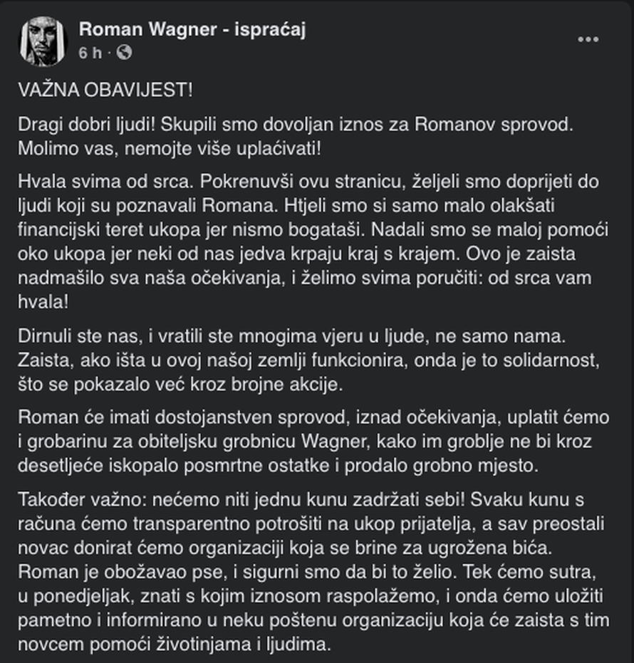 U dva dana sakupljen novac za sprovod zagrebačkog umjetnika