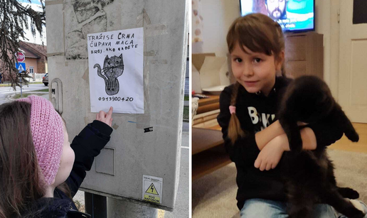 Mila (7) je crtežom raznježila sve Osječane: 'Traži se čupava crna maca. Gara, vrati se!'