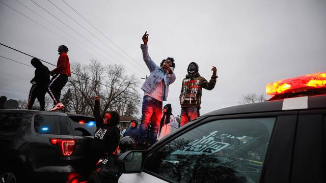 Protest after police allegedly shot and killed a man, in Brooklyn Center, Minnesota