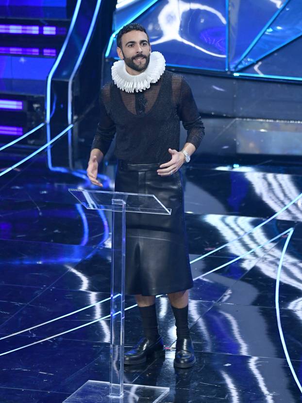 Sanremo, 74th Italian Song Festival, First Evening. Marco Mengoni and the guests on stage