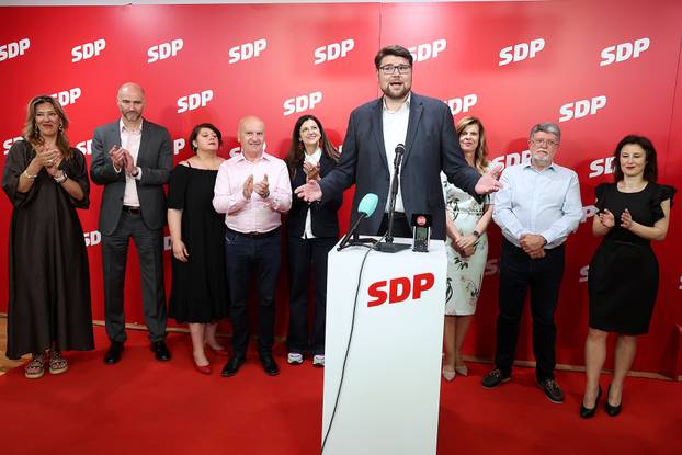 Zagreb: Slavlje i izjave za medije SDP-a nakon rezultata izbora za Europski parlament