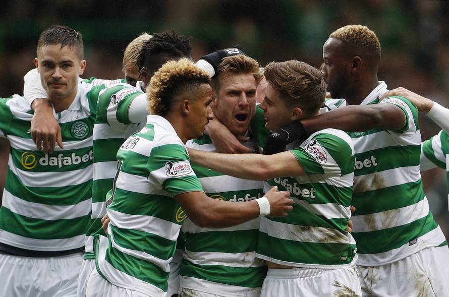 Celtic's Stuart Armstrong celebrates scoring their first goal