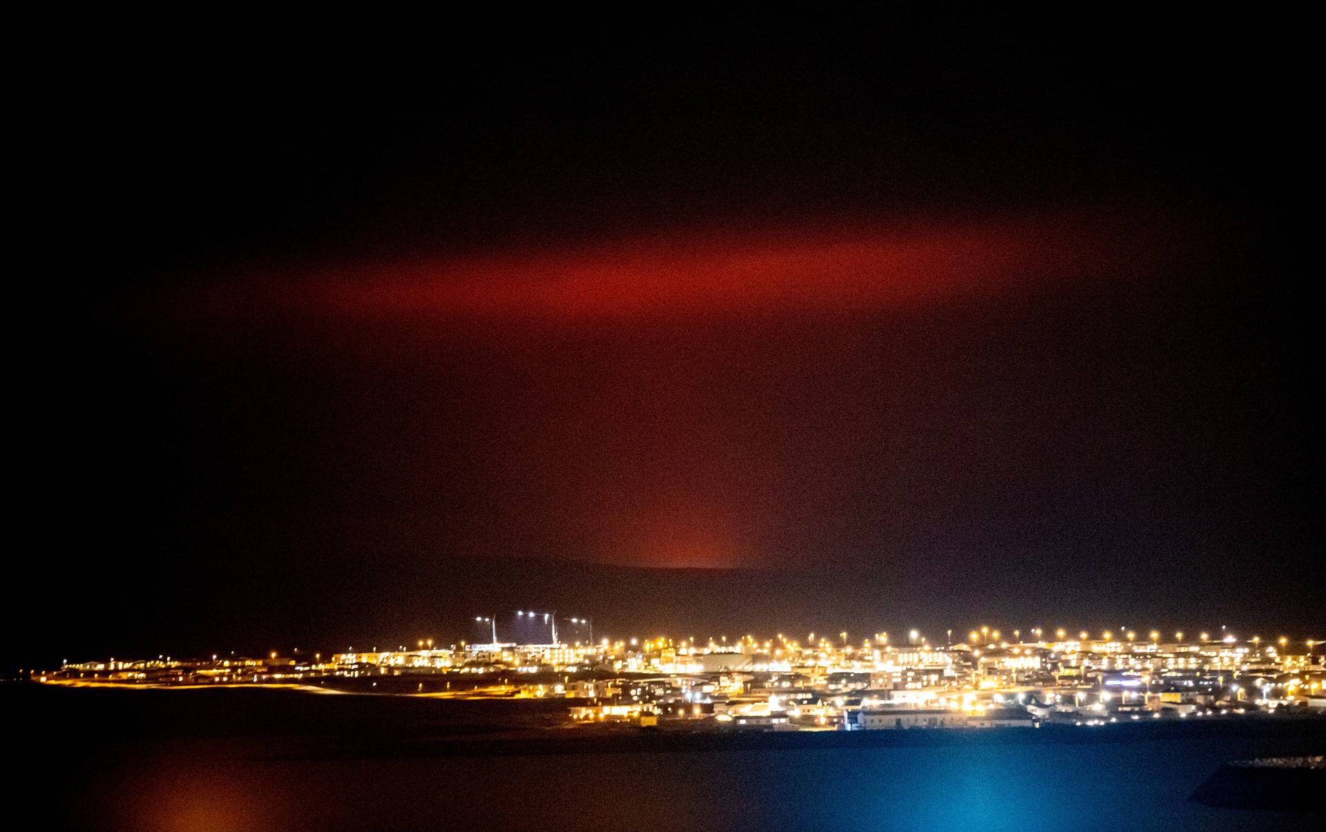 A volcanic eruption near Fagradalsfjall in Iceland