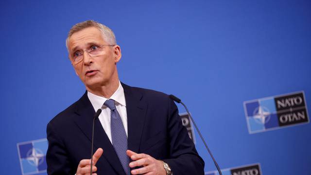 NATO Secretary-General Stoltenberg holds a news conference before NATO foreign ministers' meeting in Brussels