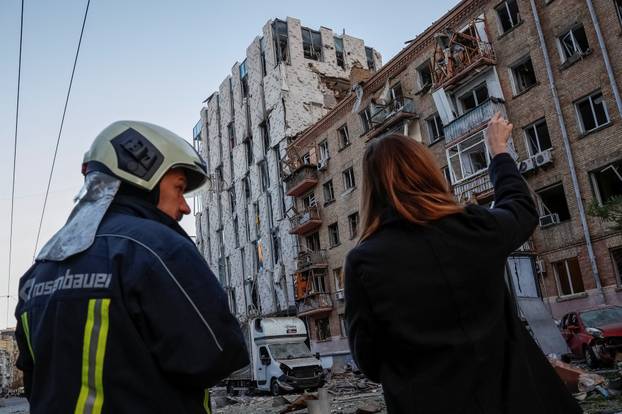 Aftermath of a Russian missile and drone attack in Kyiv