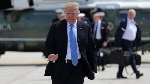 U.S. President Donald Trump departs from the G7 summit in the Charlevoix city of La Malbaie