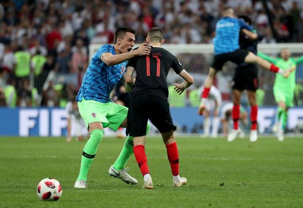 Moskva: Slavlje hrvatske nogometne reprezentacije nakon pobjede nad Engleskom