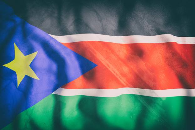 South Sudan flag waving