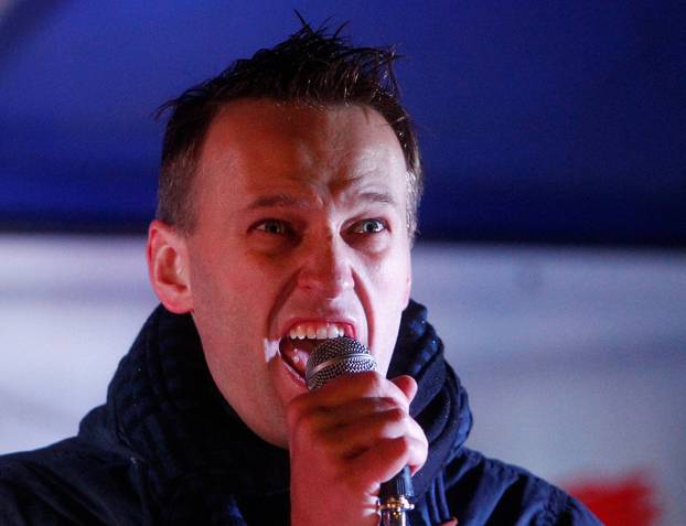 FILE PHOTO: Russian political and social activist Navalny speaks during an opposition protest in central Moscow