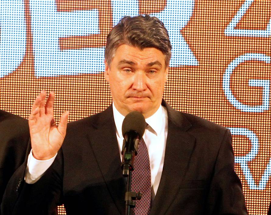 Zoran Milanovic, president of Social Democratic Party (SDP), reacts during a press conference after a parliamentary election in Zagreb