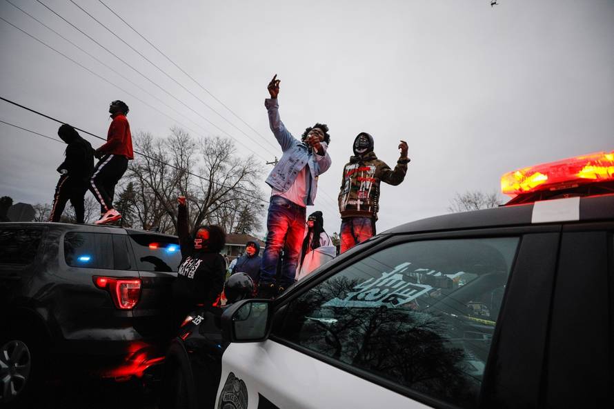 Protest after police allegedly shot and killed a man, in Brooklyn Center, Minnesota