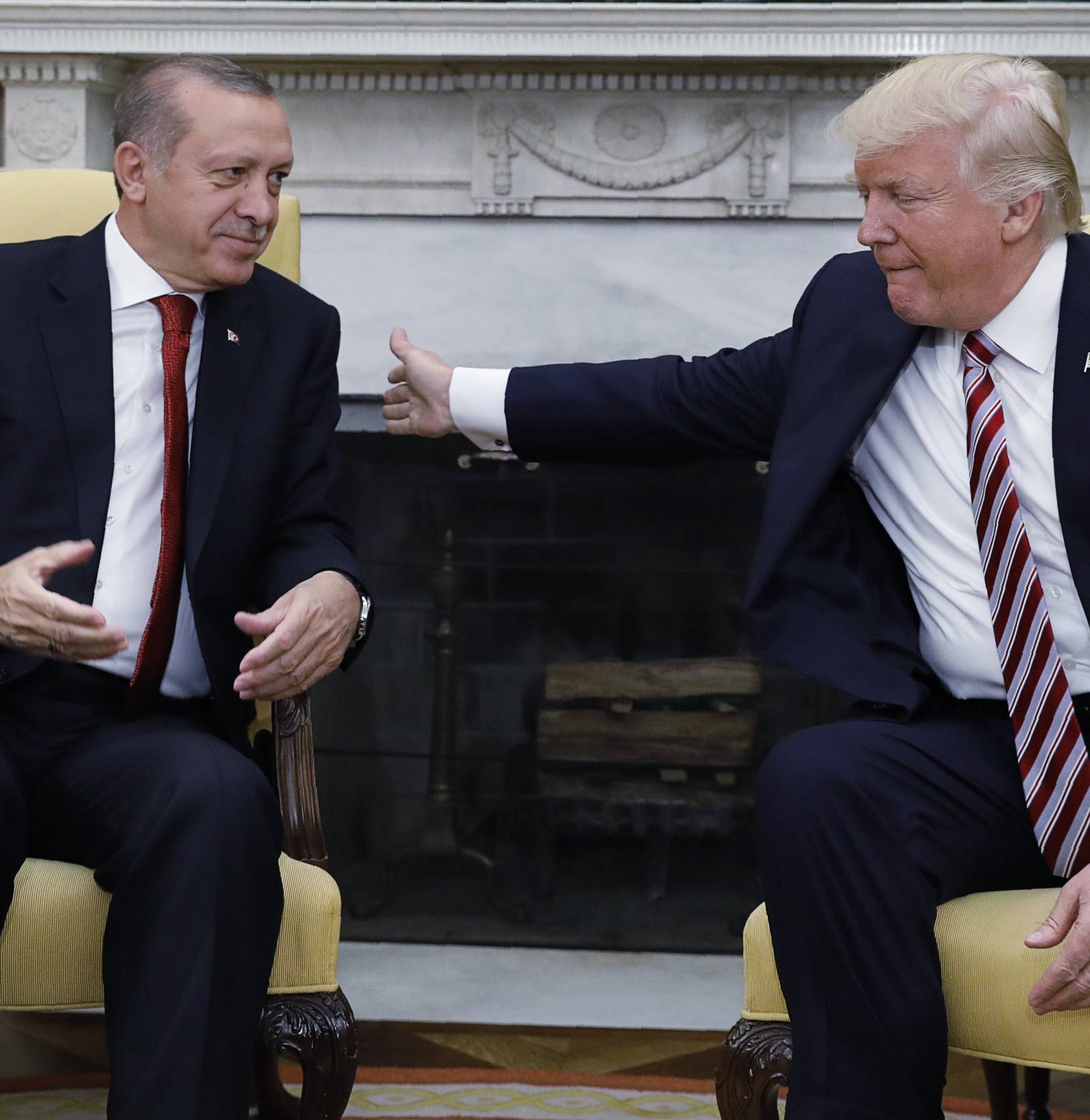 Turkey's President Erdogan meets with U.S. President Trump in the Oval Office of the White House in Washington