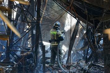 Hypermarket destroyed by fire following drone strike in Donetsk